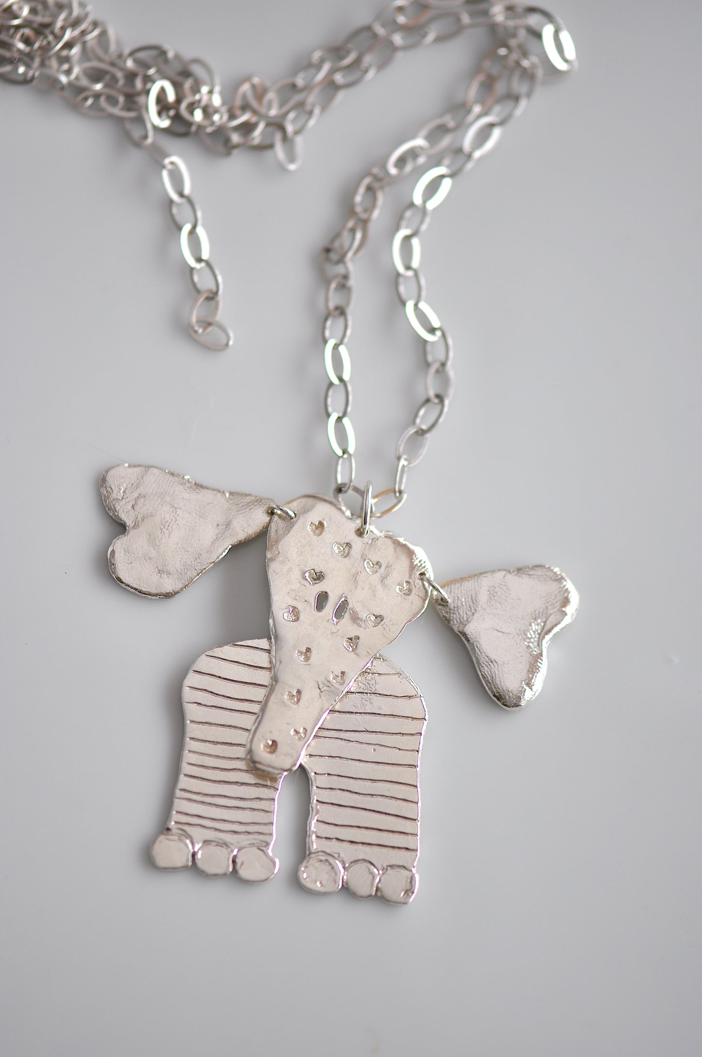 Articulated Silver Elephant Necklace