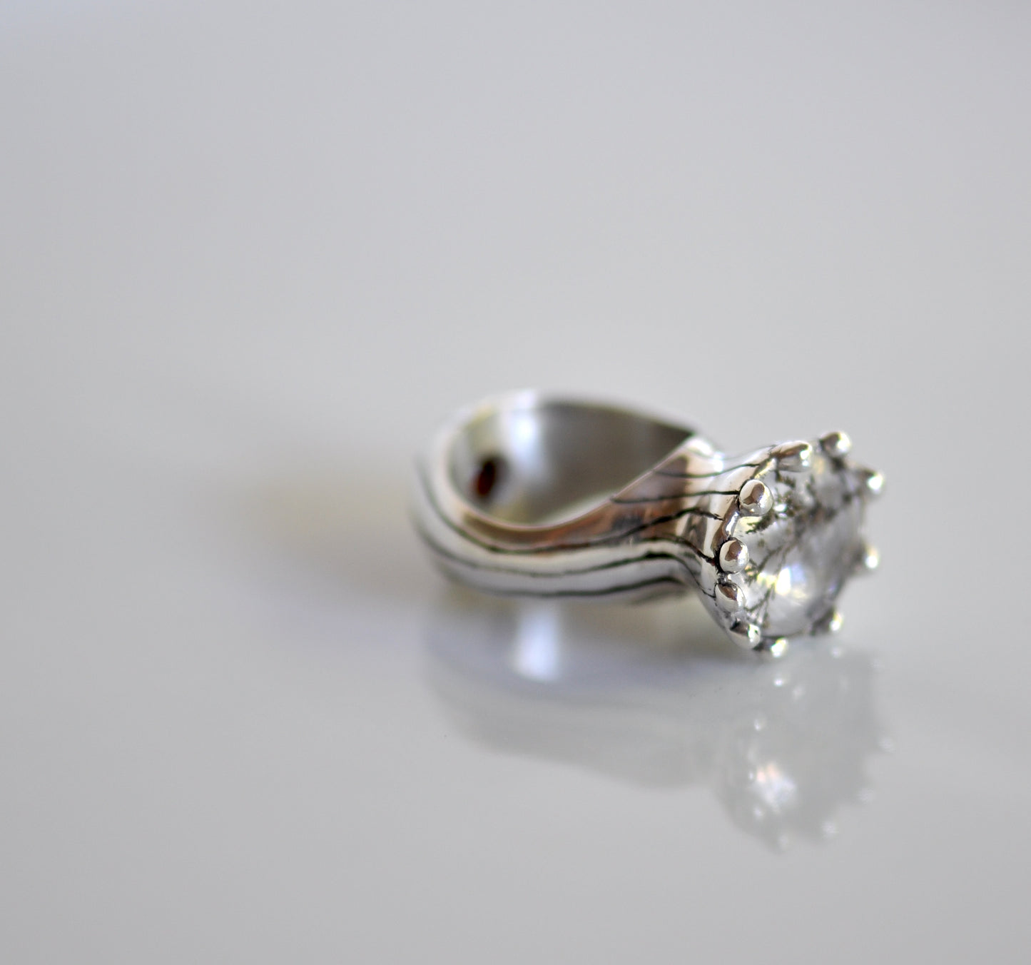 Artistic Jewelry, Statement Silver dendrite Quartz ring