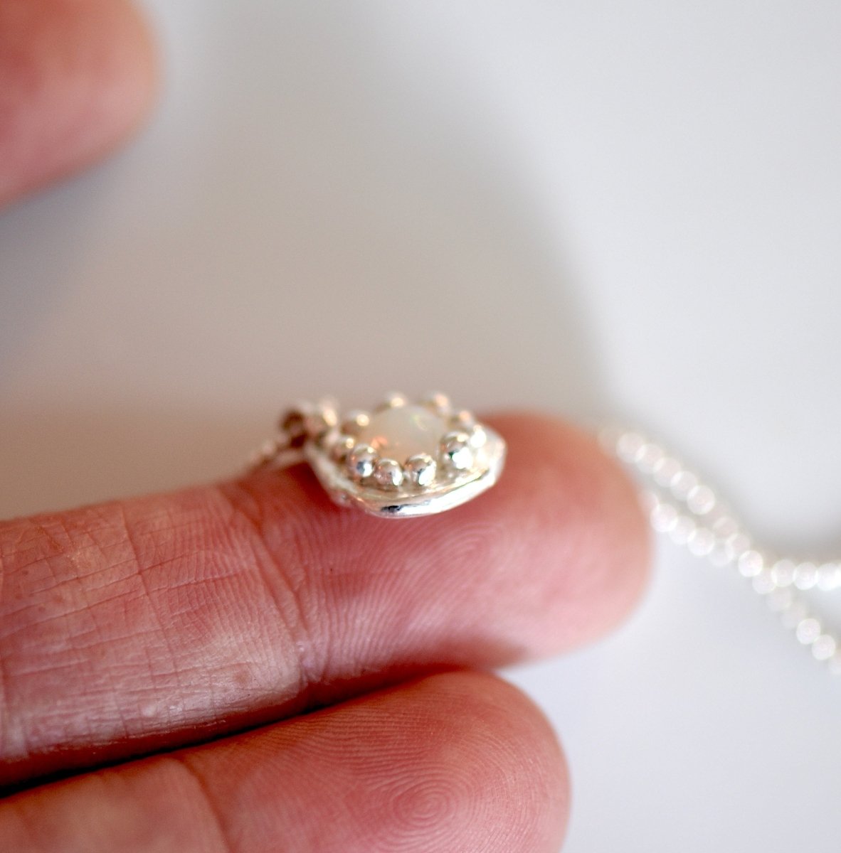 Australian Opal Necklace & Earrings Set — Dainty Wildflower Silver Jewelry | Handmade Bridal - The Jewels You love