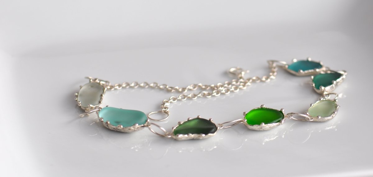 Sea Glass Necklace in Sterling Silver — Handpicked Beach Stone Necklace | One of a Kind - The Jewels You love