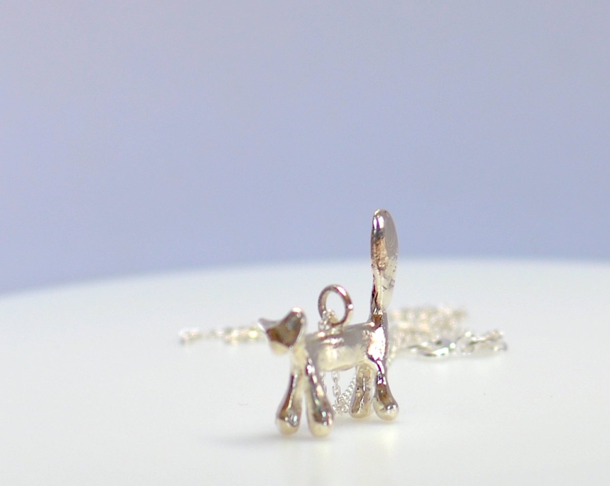 Sterling Silver Cat Charm Necklace — Handmade Cat Pendant | Gift for Cat Lovers - The Jewels You love