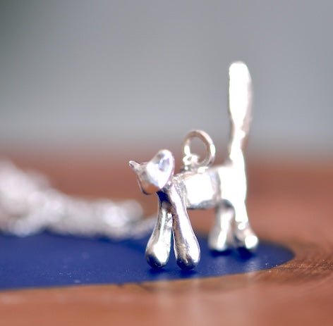 Sterling Silver Cat Charm Necklace — Handmade Cat Pendant | Gift for Cat Lovers - The Jewels You love