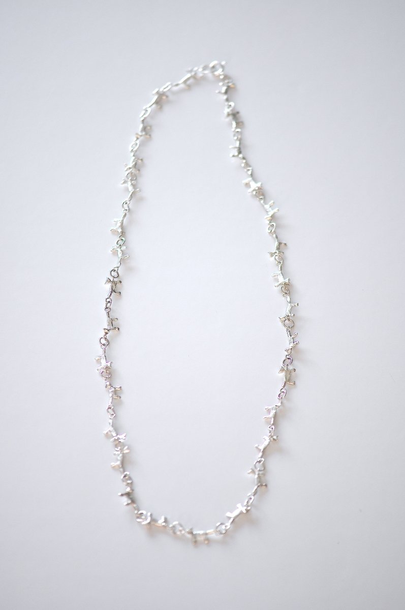 Long sterling silver cat necklace, small silver cat links necklace, handmade in Barcelona