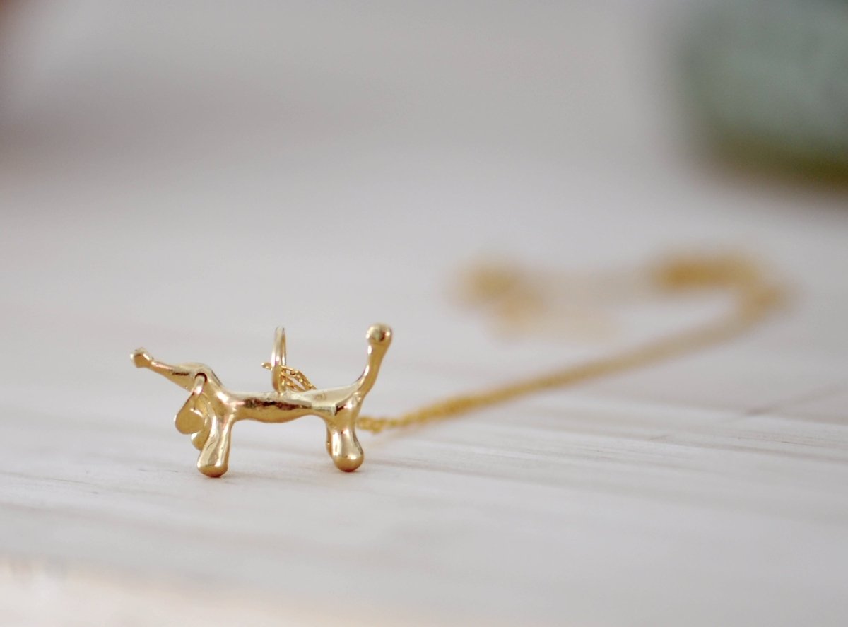 14k Gold Dachshund Necklace — Handmade Dachshund Charm Pendant | Dog Mom Gift - The Jewels You love