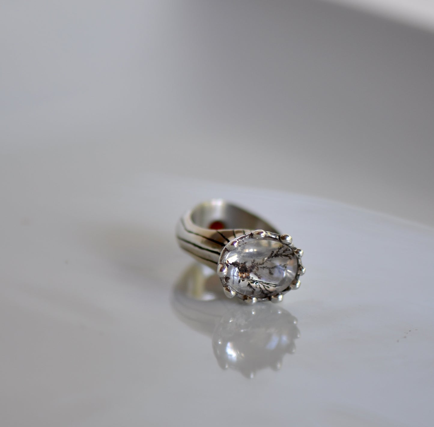 Artistic Jewelry, Statement Silver dendrite Quartz ring