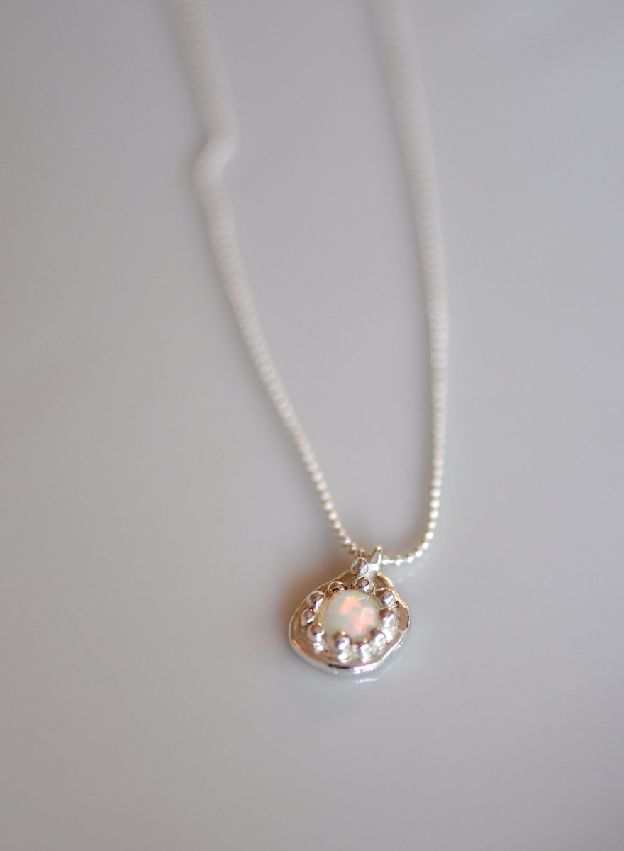 Australian Opal Necklace & Earrings Set — Dainty Wildflower Silver Jewelry | Handmade Bridal - The Jewels You love