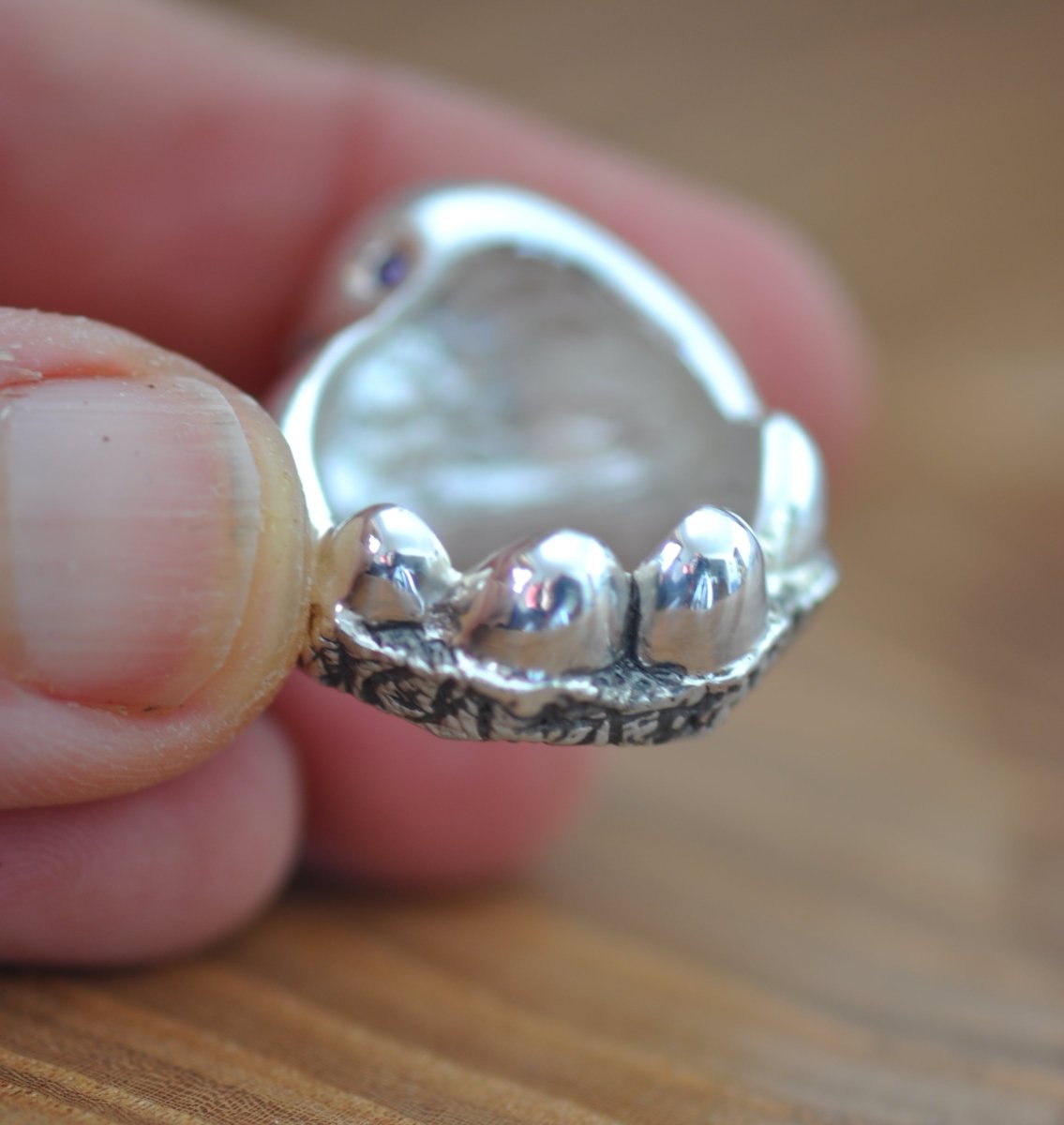 bird eggs silver ring