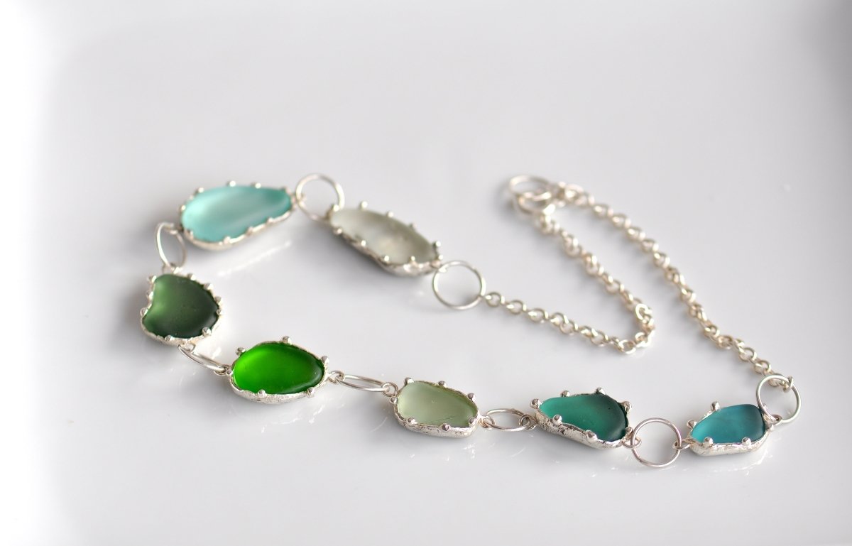 Sea Glass Necklace in Sterling Silver — Handpicked Beach Stone Necklace | One of a Kind - The Jewels You love