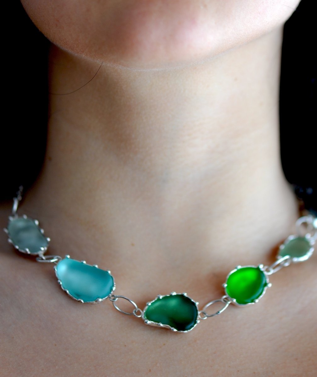 Sea Glass Necklace in Sterling Silver — Handpicked Beach Stone Necklace | One of a Kind - The Jewels You love