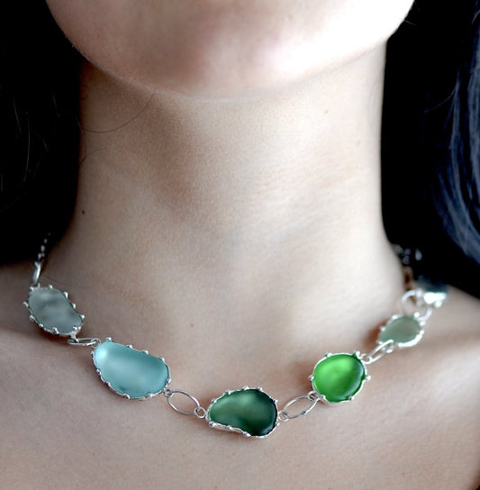 Sea Glass Necklace in Sterling Silver — Handpicked Beach Stone Necklace | One of a Kind - The Jewels You love