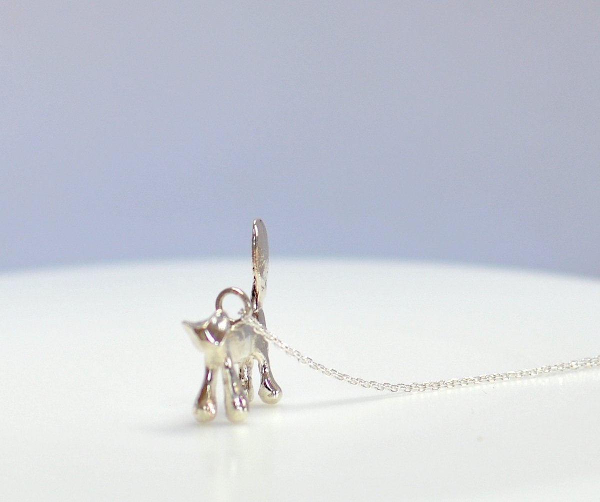 Sterling Silver Cat Charm Necklace — Handmade Cat Pendant | Gift for Cat Lovers - The Jewels You love