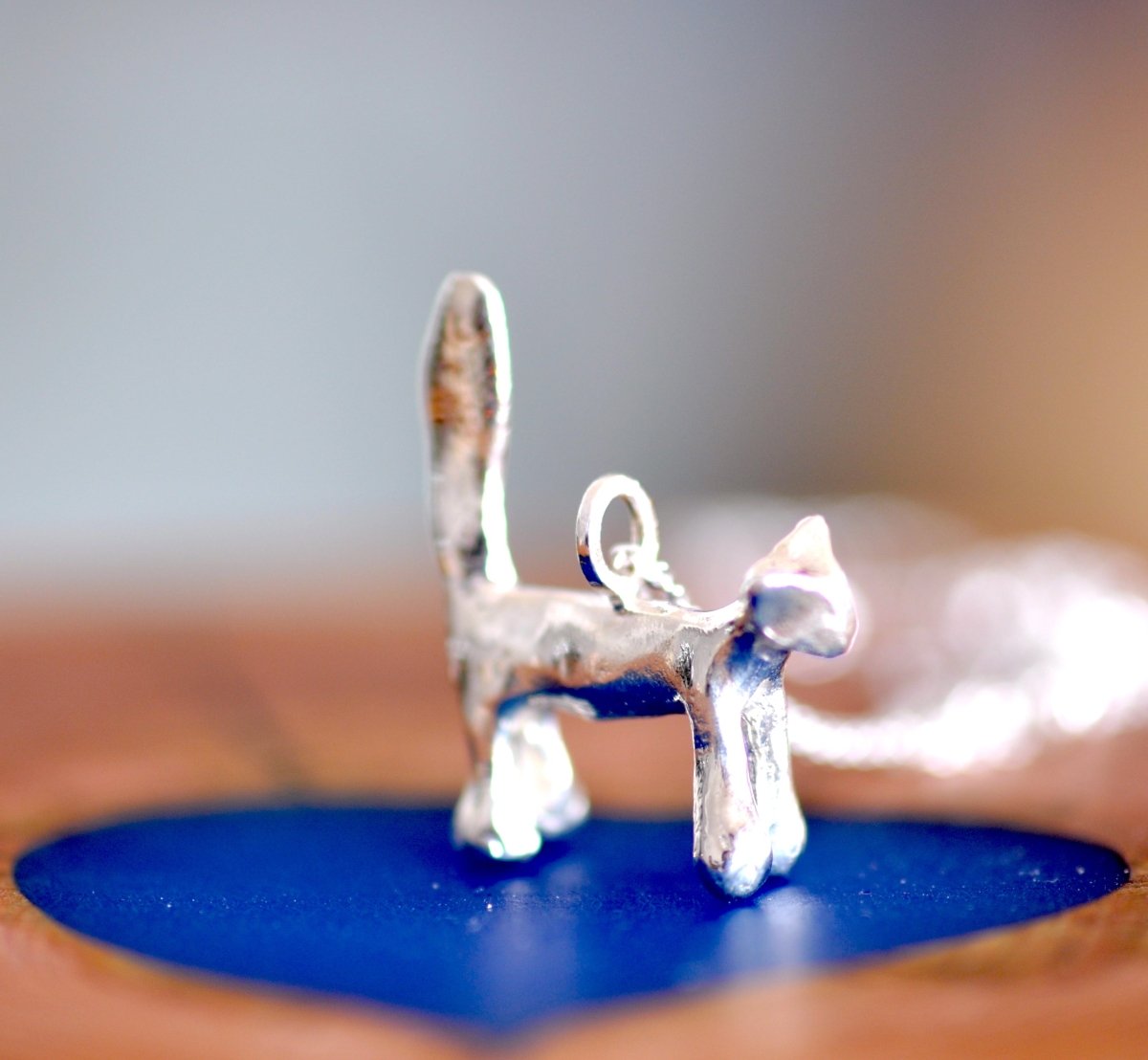 Sterling Silver Cat Charm Necklace — Handmade Cat Pendant | Gift for Cat Lovers - The Jewels You love