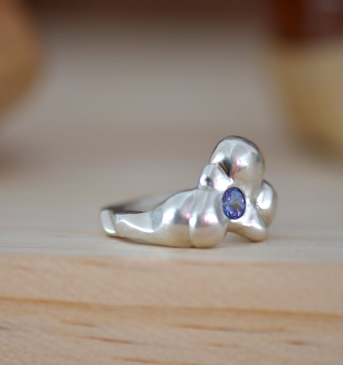 Sterling Silver Cloud Ring — Tanzanite, Aquamarine & Ruby Gemstone Ring | Handmade Statement Ring - The Jewels You love