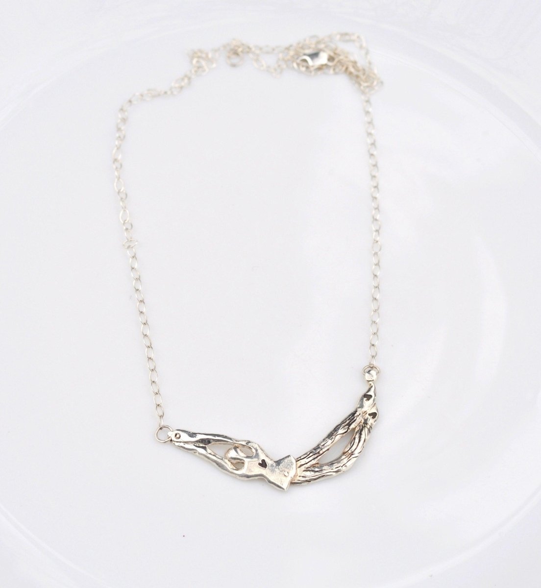 Handmade sterling silver circus dancer necklace, whimsical artisan jewelry