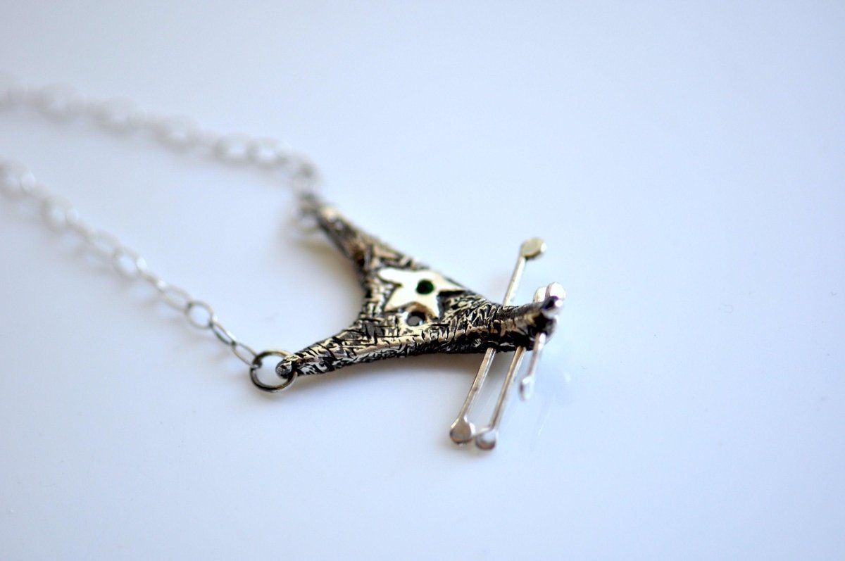 rat face charm with star in eyes silver necklace
